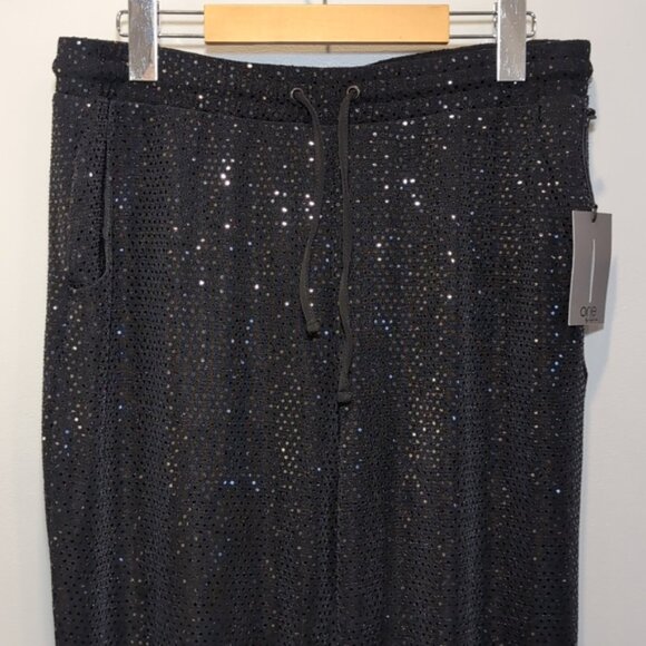 ONE By Chapter One Sequin Jogger Pants Pull On Stretch Glitter Party Lounge Glam - Picture 2 of 10